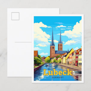 Cartão Postal Lubeck Germany Viagem Art Vintage