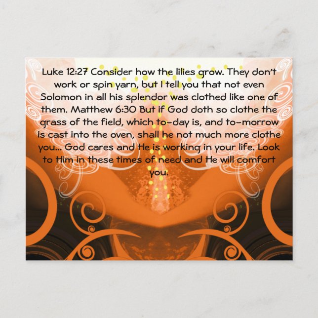 Cartão Postal Lucas 12:27 Observem como crescem os lírios. (Frente)