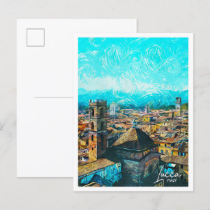 Cartão Postal Lucca Itália Linda Cidade de Tintas Petrolíferas