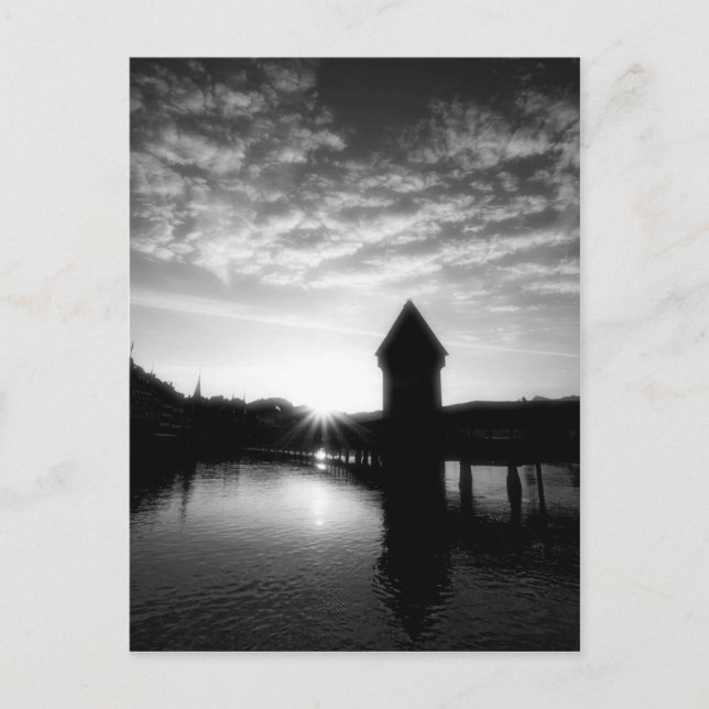 Cartão Postal Lucerne Chapel Bridge sunrise (Frente)