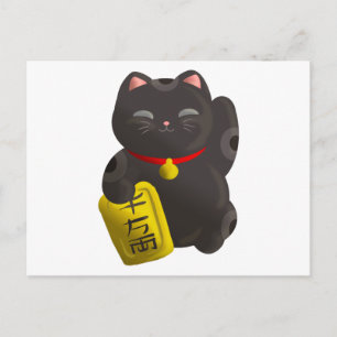 Cartão Postal Lucky Cat Black