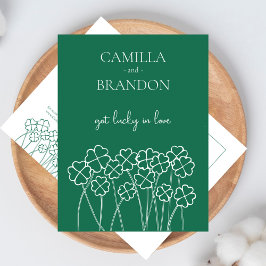 Cartão Postal Lucky Clover Emerald Green Modern Salve A Data