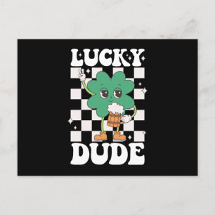 Cartão Postal Lucky Dude Shamrock Dia de São Patrício Irish Groo