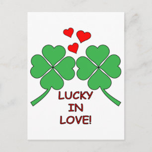 Cartão Postal Lucky In Love Heart Clover