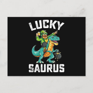 Cartão Postal Lucky Saurus Dinosaur T Rex Dia de São Patrício