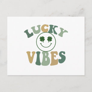 Cartão Postal Lucky Vibes Retro St Patrick's Day Irish Shamrock