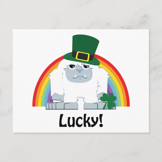 Cartão Postal Lucky Yeti Leprechaun (Frente)