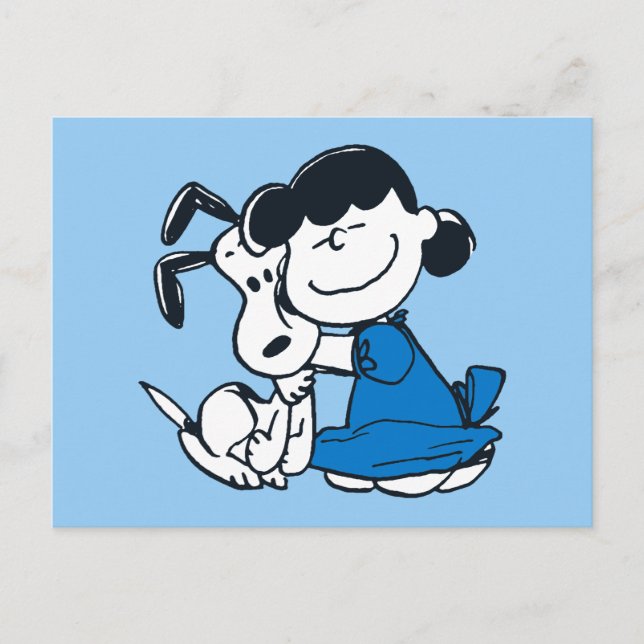 Cartão Postal Lucy Abraçando Snoopy (Frente)