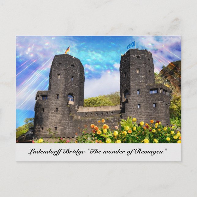 Cartão Postal Ludendorff Bridge permanece em Erpel, Remagen (Frente)