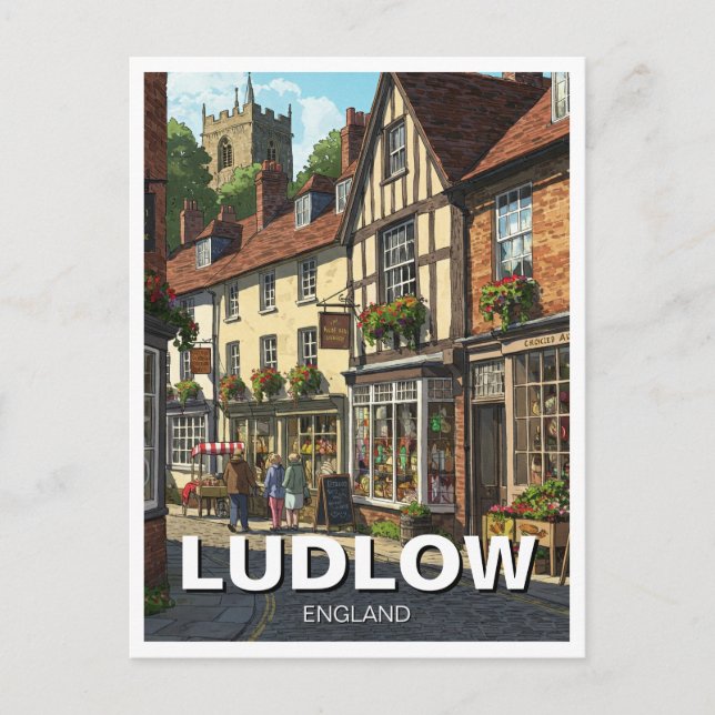 Cartão Postal Ludlow England Viagem (Frente)