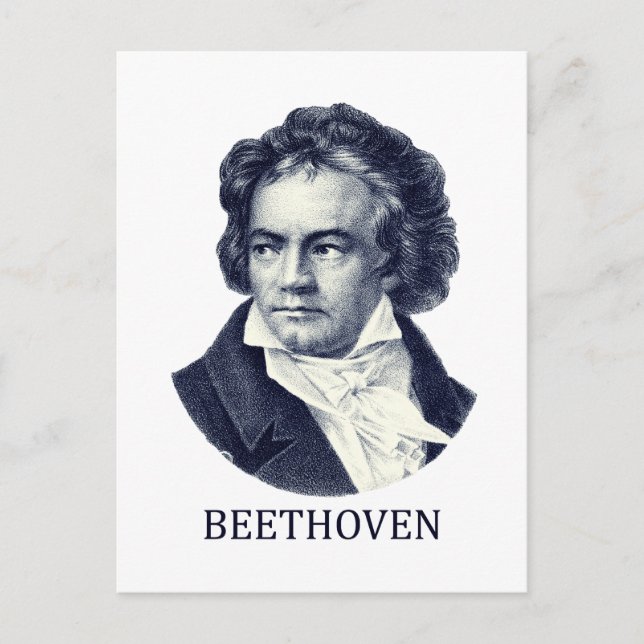 Cartão Postal Ludwig van Beethoven, azul (Frente)