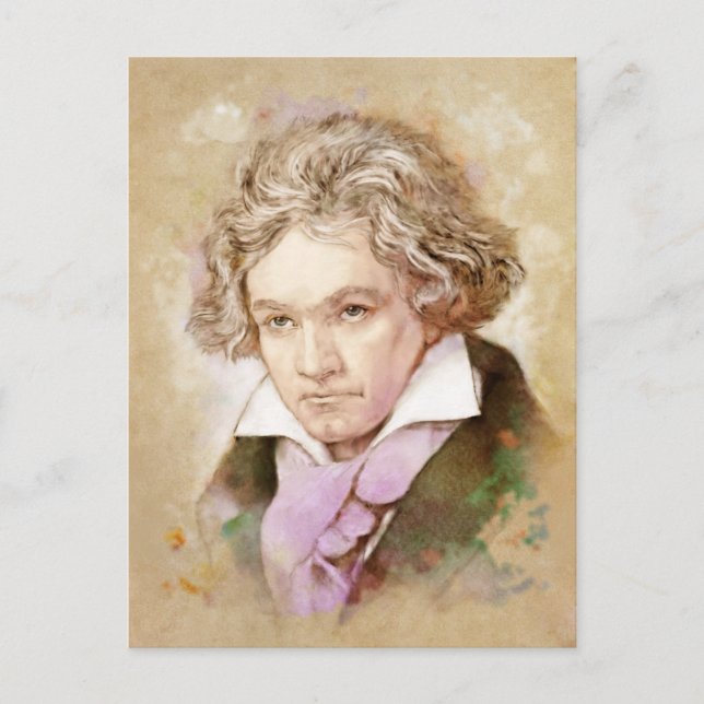 Cartão Postal Ludwig van Beethoven im Aquarell Stil (Frente)