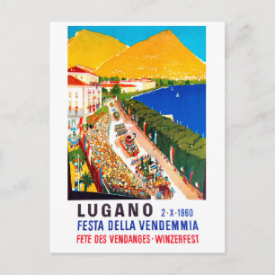 Cartão Postal Lugano, vista real. Multidão pessoas no festival d