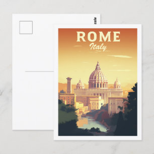 Cartão Postal Lugar de viagem famoso vintage Roma Itália