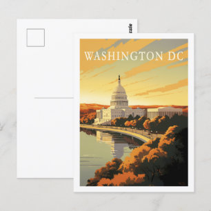 Cartão Postal Lugar de viagem famoso vintage Washington DC EUA