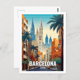 Cartão Postal Lugares de Viagem Famosos da Espanha de Barcelona