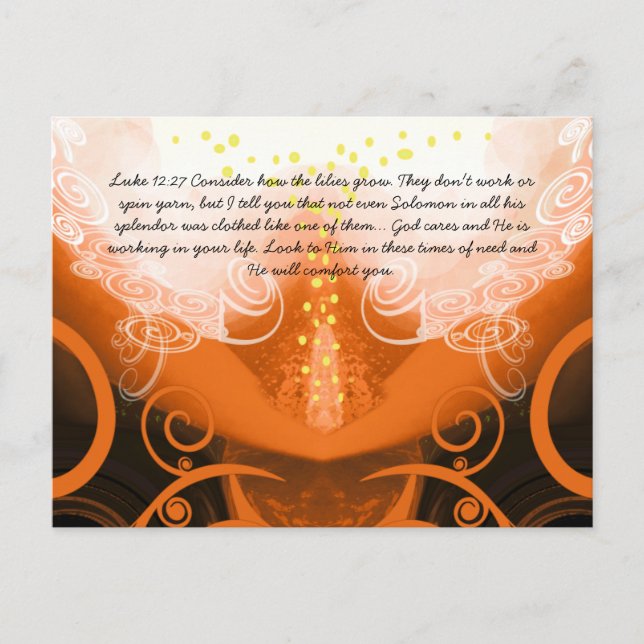 Cartão Postal Luke 12:27 Considere como os lírios crescem. (Frente)
