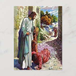 Cartão Postal Luke 17:11-19 Dez Lepers Cartão-postal limpo