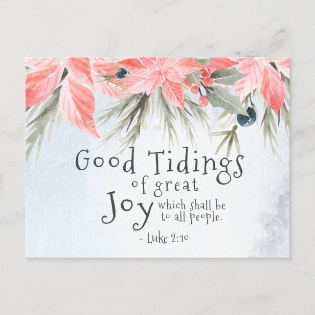 Cartão Postal Luke 2:10 Boas notícias de alegria excelente, Nata (Frente)