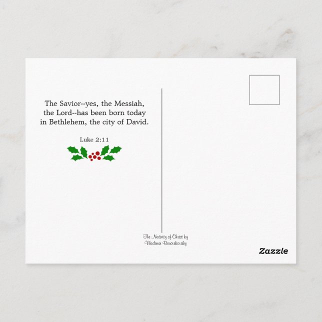 Cartão Postal Luke 2-11, Escritura de Natal, (Verso)