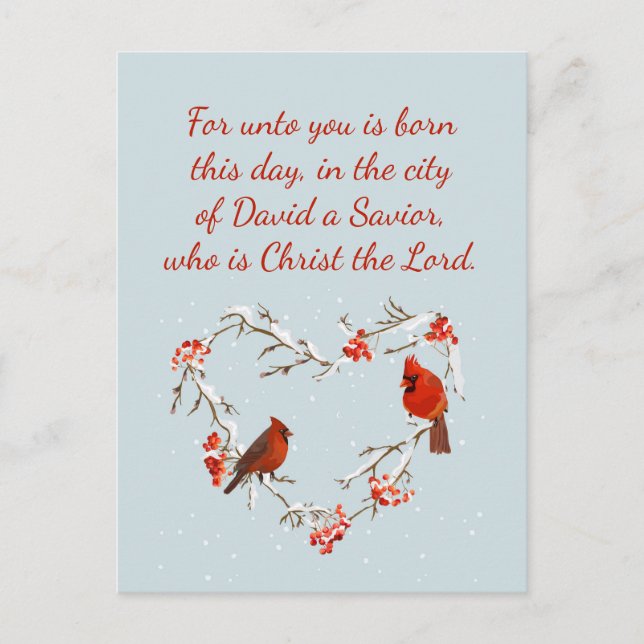 Cartão Postal Luke 2:11 Escritura para Bíblia de Natal Verso (Frente)