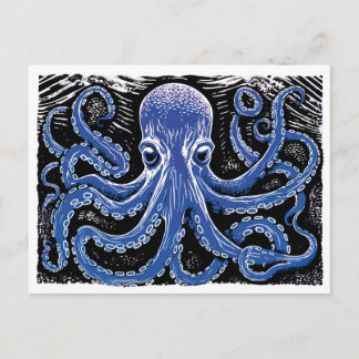 Cartão Postal Lula Azul Xilogravura no Oceano