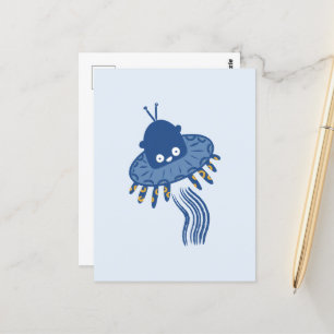 Cartão Postal Lula Oitante Azul Kawaii OVNI