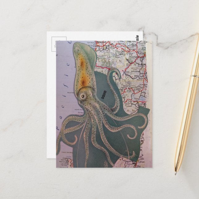 Cartão Postal Lula Retro e uma Colagem de Seção de Mapa (Frente/Verso In Situ)