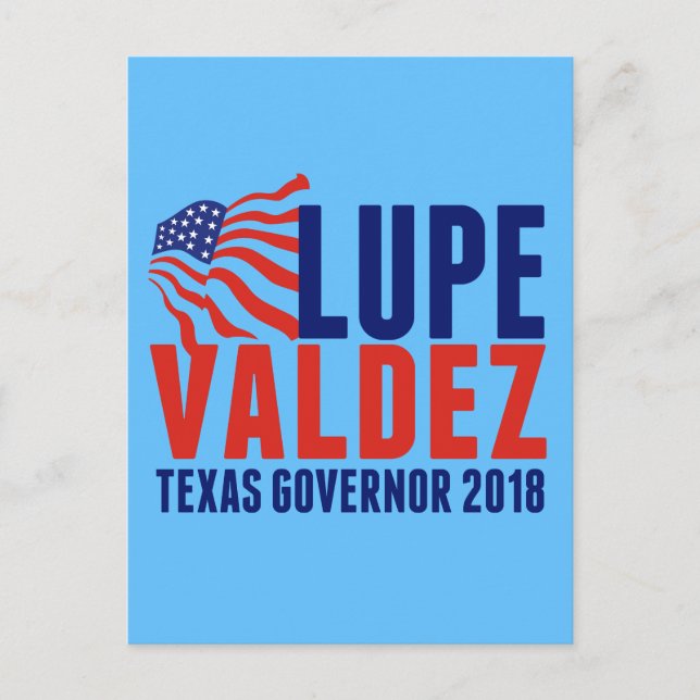 Cartão Postal Lupe Valdez para Governador do Texas 2018 (Frente)