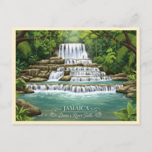 Cartão Postal Lush tropical waterfall na Jamaica