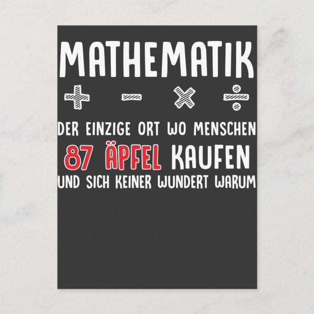Cartão Postal Lustiger Mathe Nerd Spruch Mathematik Schule (Frente)