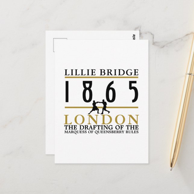 Cartão Postal Luta de Boxin, Regras de Queensberry (Frente/Verso In Situ)