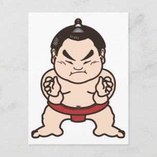 Cartão Postal Lutador de Sumô Cartoon Japão Luta Japonesa