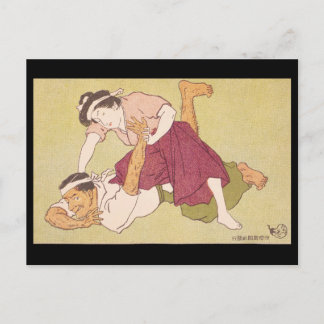 Cartão postal - Lutadora japonesa ukiyo-e