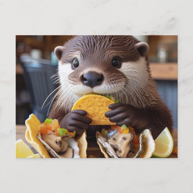 Cartão Postal Lutra Com Tacos De Ostras (Frente)