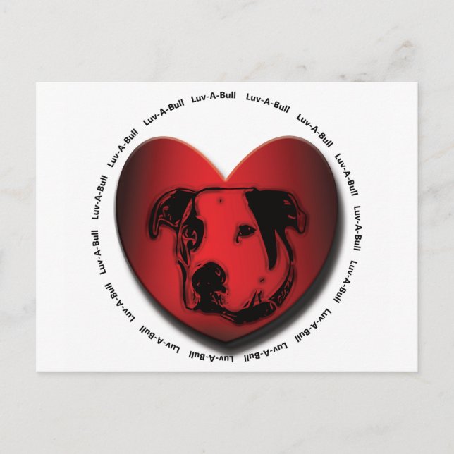 Cartão Postal Luv-A-Bull American Bulldog Pit Bull Heart (Frente)