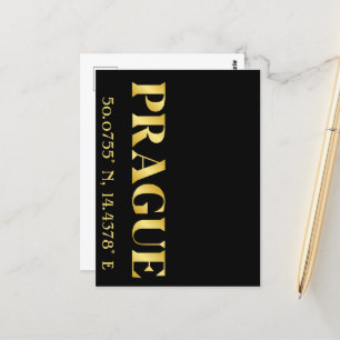 Cartão Postal Lux Gold Latitude e Longitude de Praga