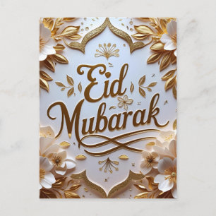 Cartão Postal Luxo Eid Mubarak Dourado 