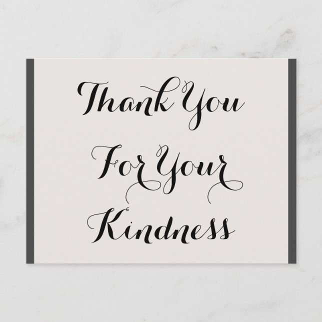 Cartão postal luxuoso "Obrigado pela sua gentileza (Frente)