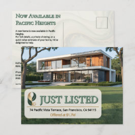 Cartão Postal Luxury Just Listed Realtor Photo Sage Gold Marble 