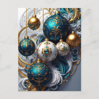 Cartão Postal Luxus Weihnachtskugeln Blau Gold Ornament Standard