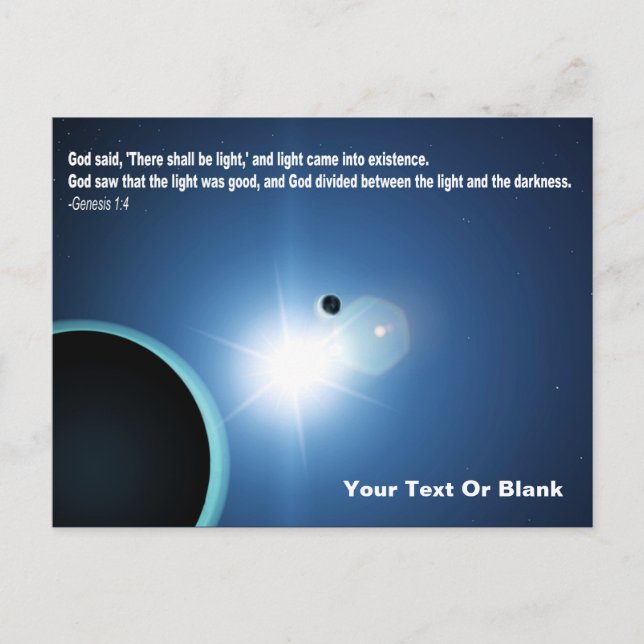 Cartão Postal Luz da Escuridão - Gênese 1:4 (Frente)