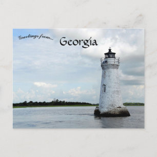 Cartão Postal Luz da Ilha Cockspur no Condado de Chatham Geórgia