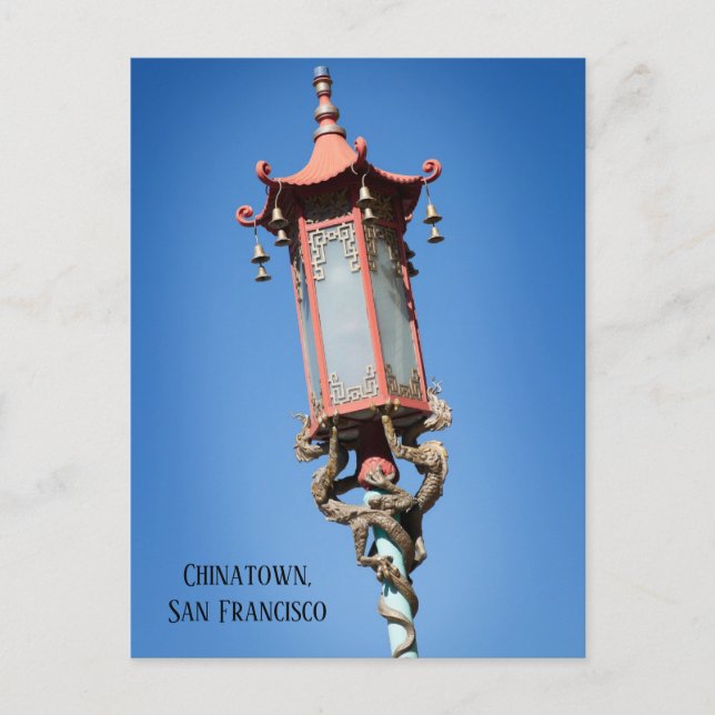 Cartão Postal Luz de Dragão, Chinatown, São Francisco, CA (Frente)