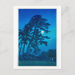 Cartão Postal Luz-lua em Magome, Hasui Kawase, Woodcut