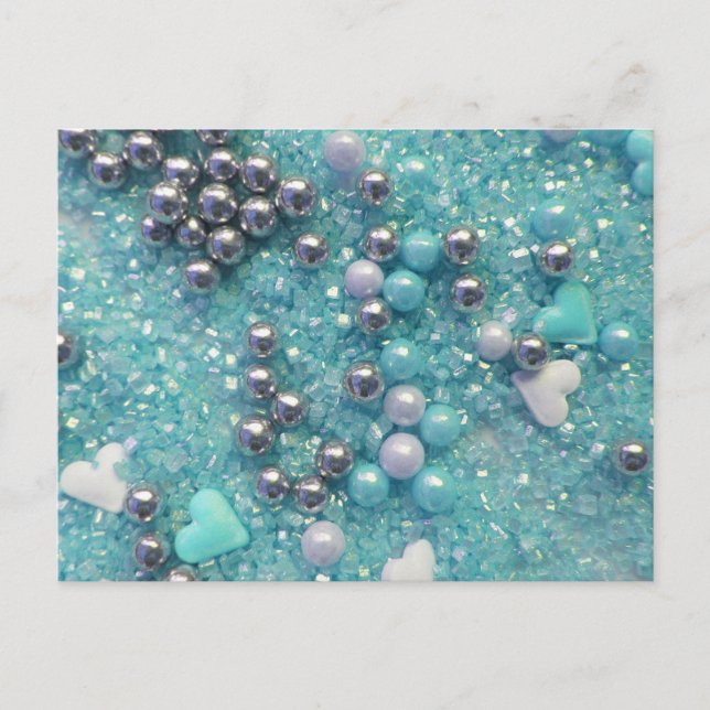 Cartão Postal Luzes Azuis e Corações de Amor (Frente)