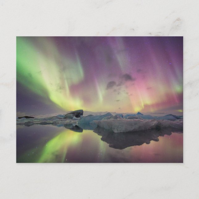 Cartão Postal Luzes da Aurora refletidas na lagoa (Frente)