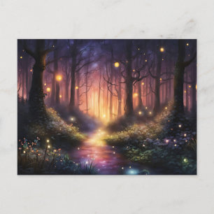 Cartão Postal Luzes de Firefly na Floresta Whimal