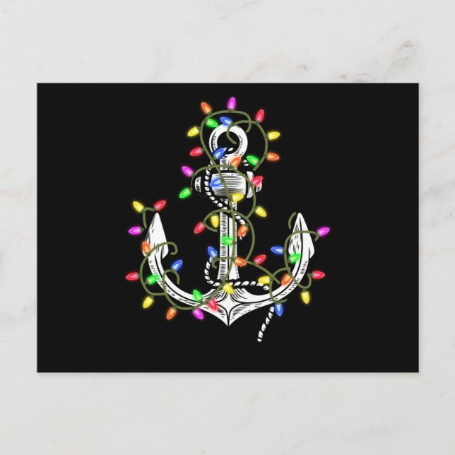 Cartão Postal Luzes de Natal cruzeiro barco (Frente)