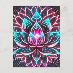 Cartão Postal Luzes de Neon Flor de Lótus Despertar Reiki Magia 